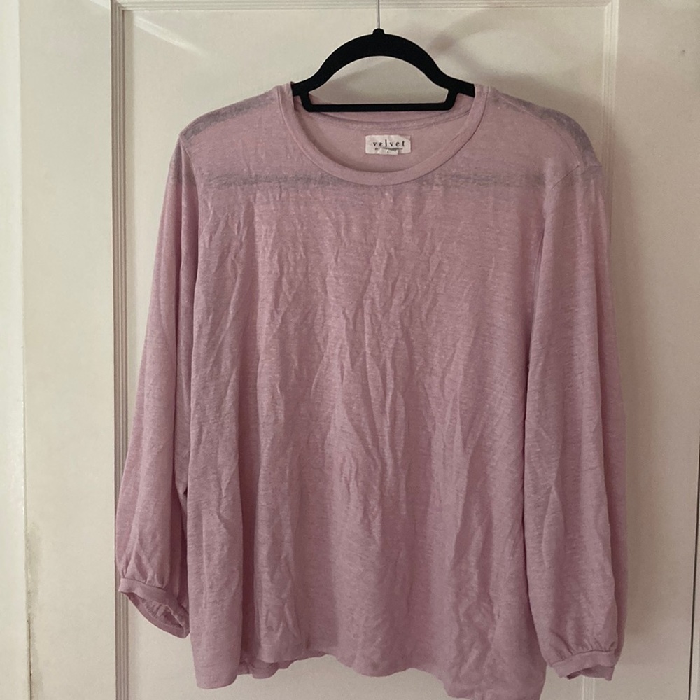 Velvet by Graham & Spencer pink ¾ blousy sleeve top size L